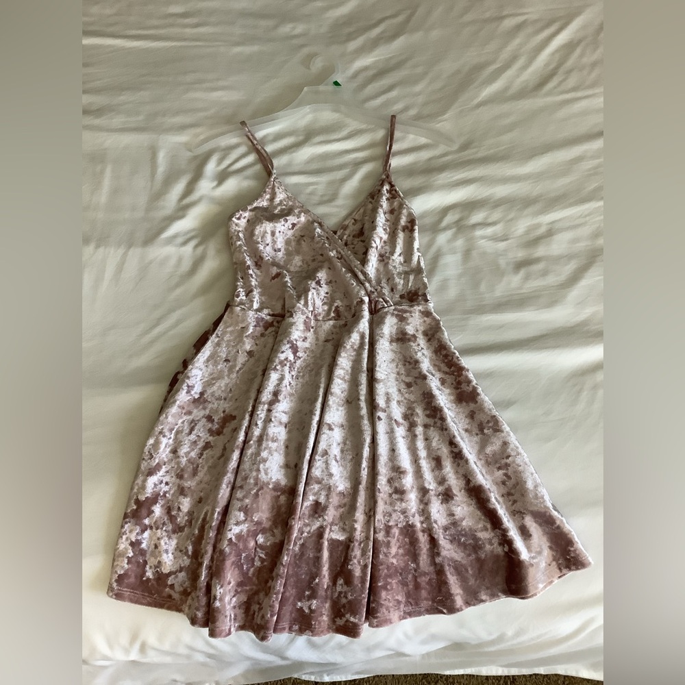 Pink MIDI Dress Crushed Velvet